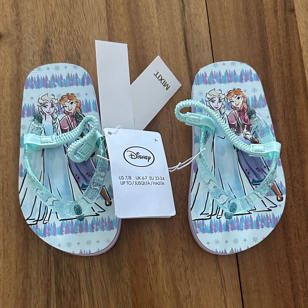 Disney Frozen Kids Flip Flops - Light Blue and Purple